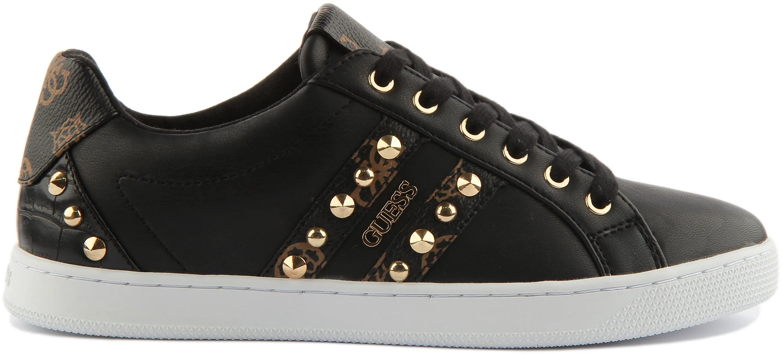 Guess Rassta Gold Stud In Black Brown For Women