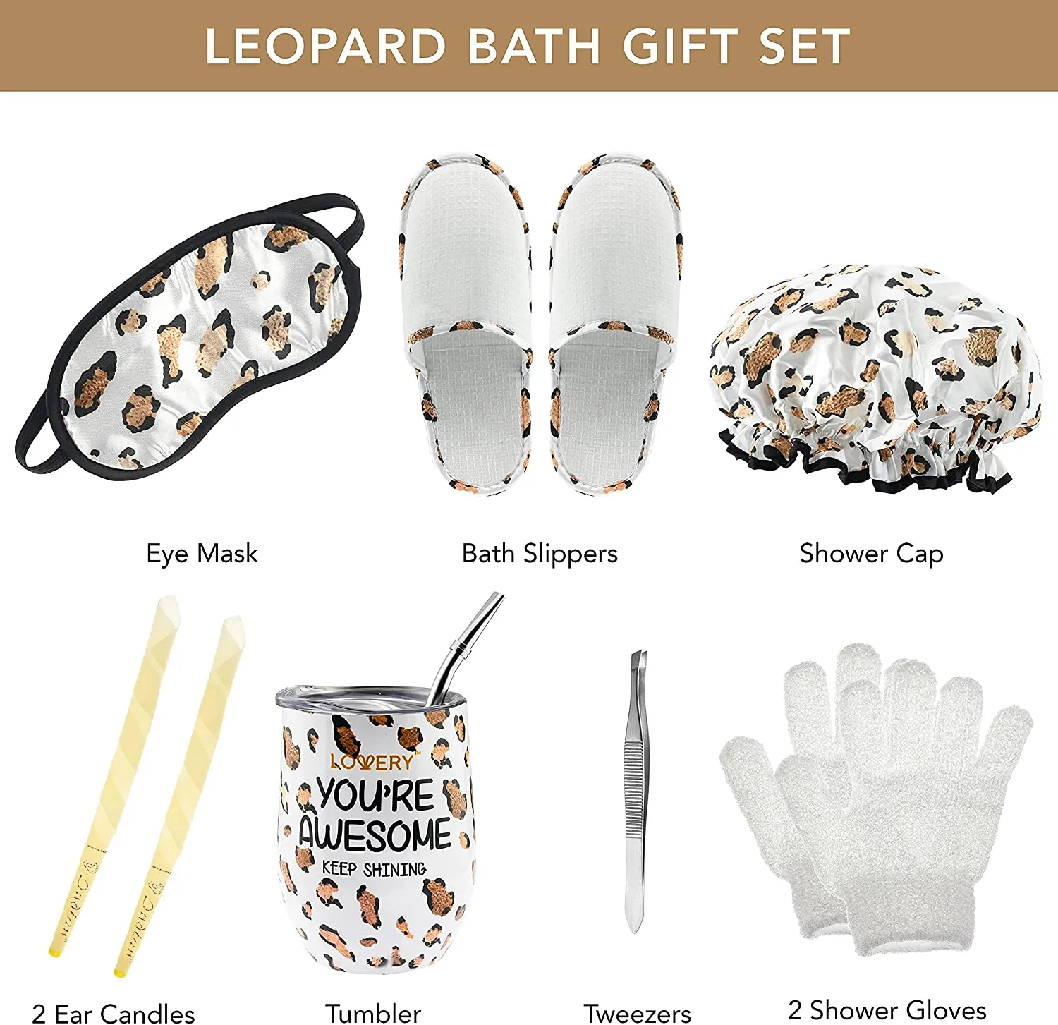 Honey Almond Home Spa Kit - 21Pc Bath and Body Leopard Print Gift Basket