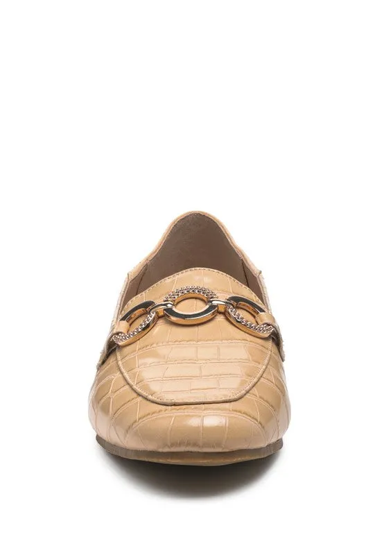 LONDON RAG CROC TEXTURED METAL SHOW DETAIL LOAFERS