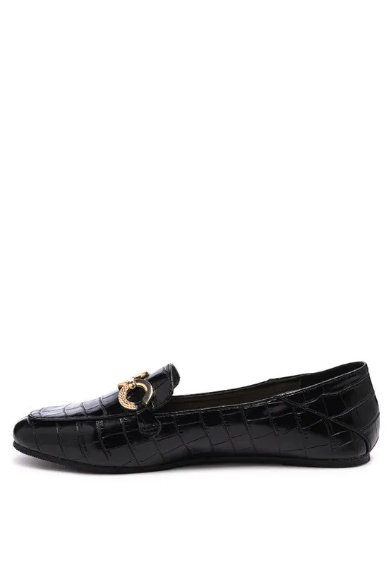 LONDON RAG CROC TEXTURED METAL SHOW DETAIL LOAFERS