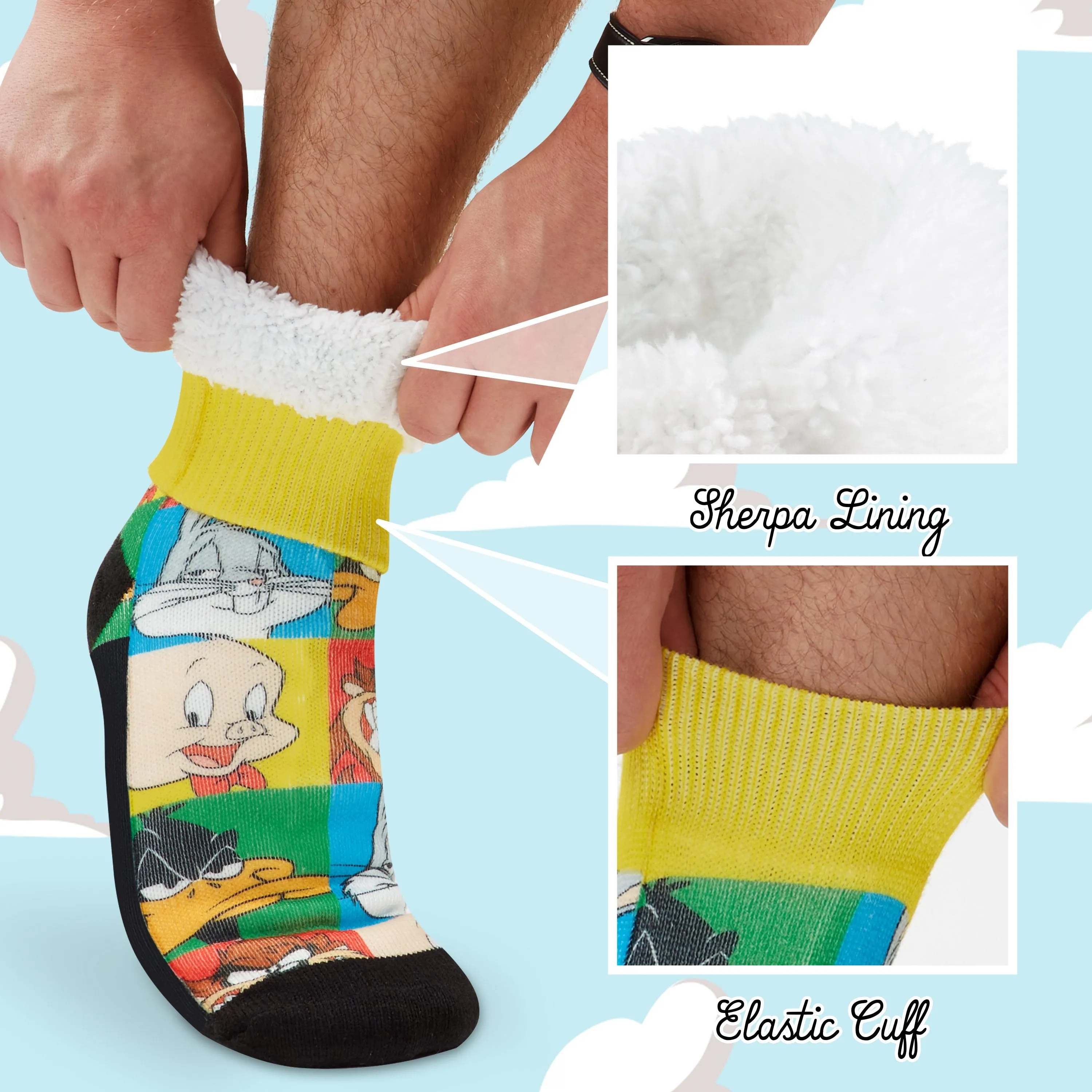 Looney Tunes Space Jam Mens Slipper Socks, Warm Non Slip Socks, Gifts For Men