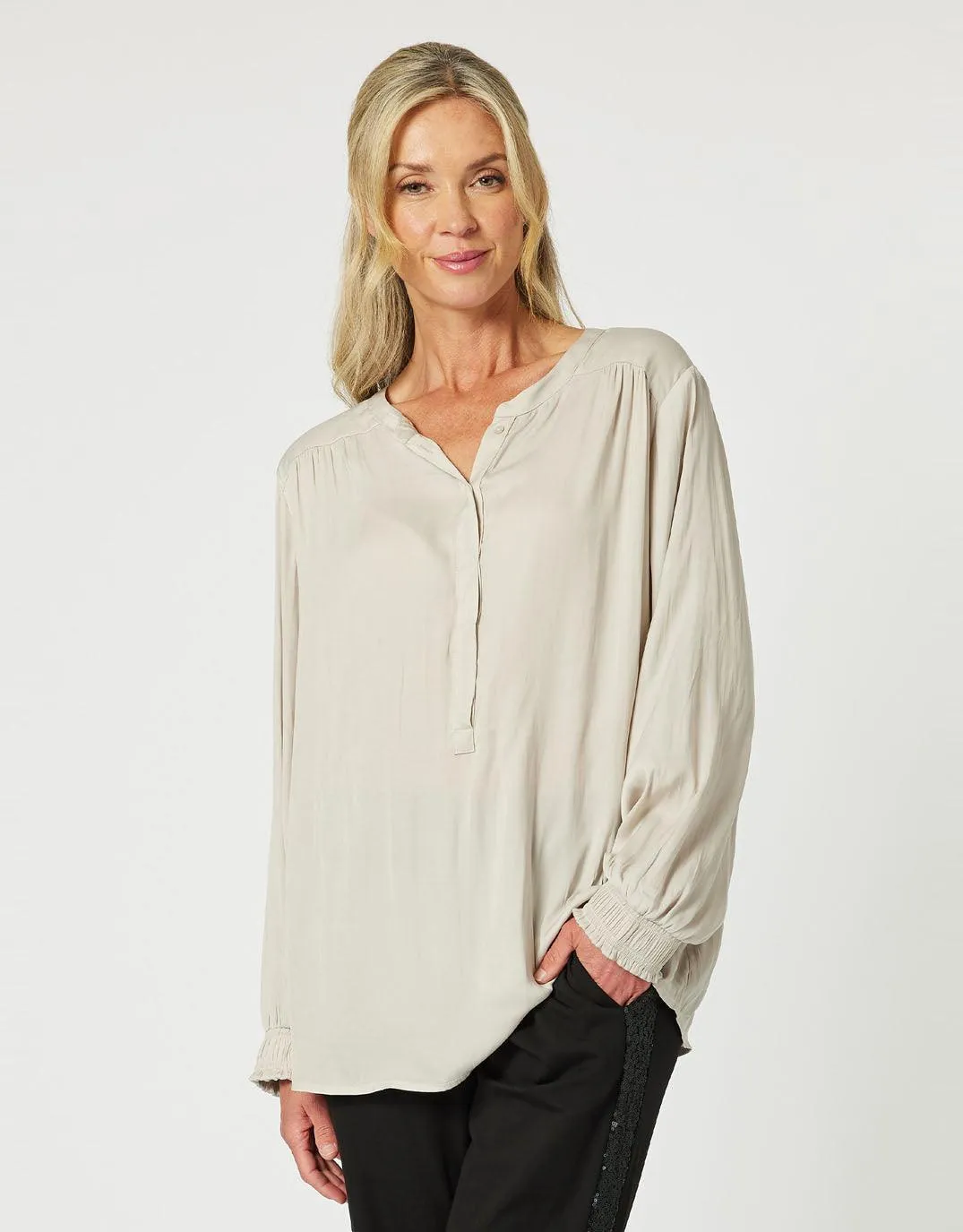 Luxe Nehru Top - Champagne