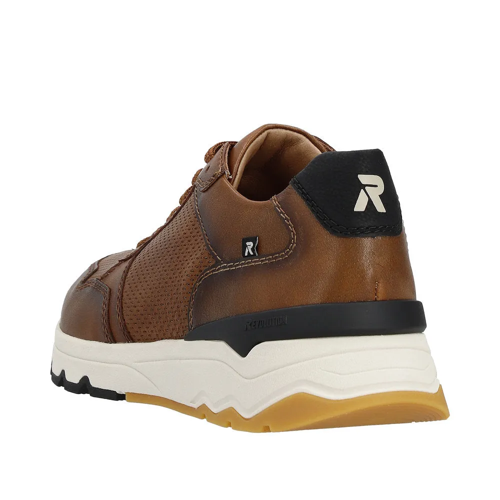 Mens Trainers Evolution by Rieker Brown Leather Shoes Soft Comfort U0900-24 sale