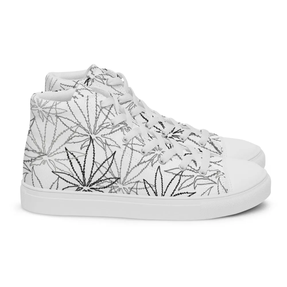 Men’s white leaf E4SO high top canvas shoes