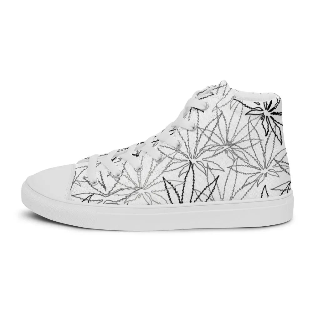 Men’s white leaf E4SO high top canvas shoes