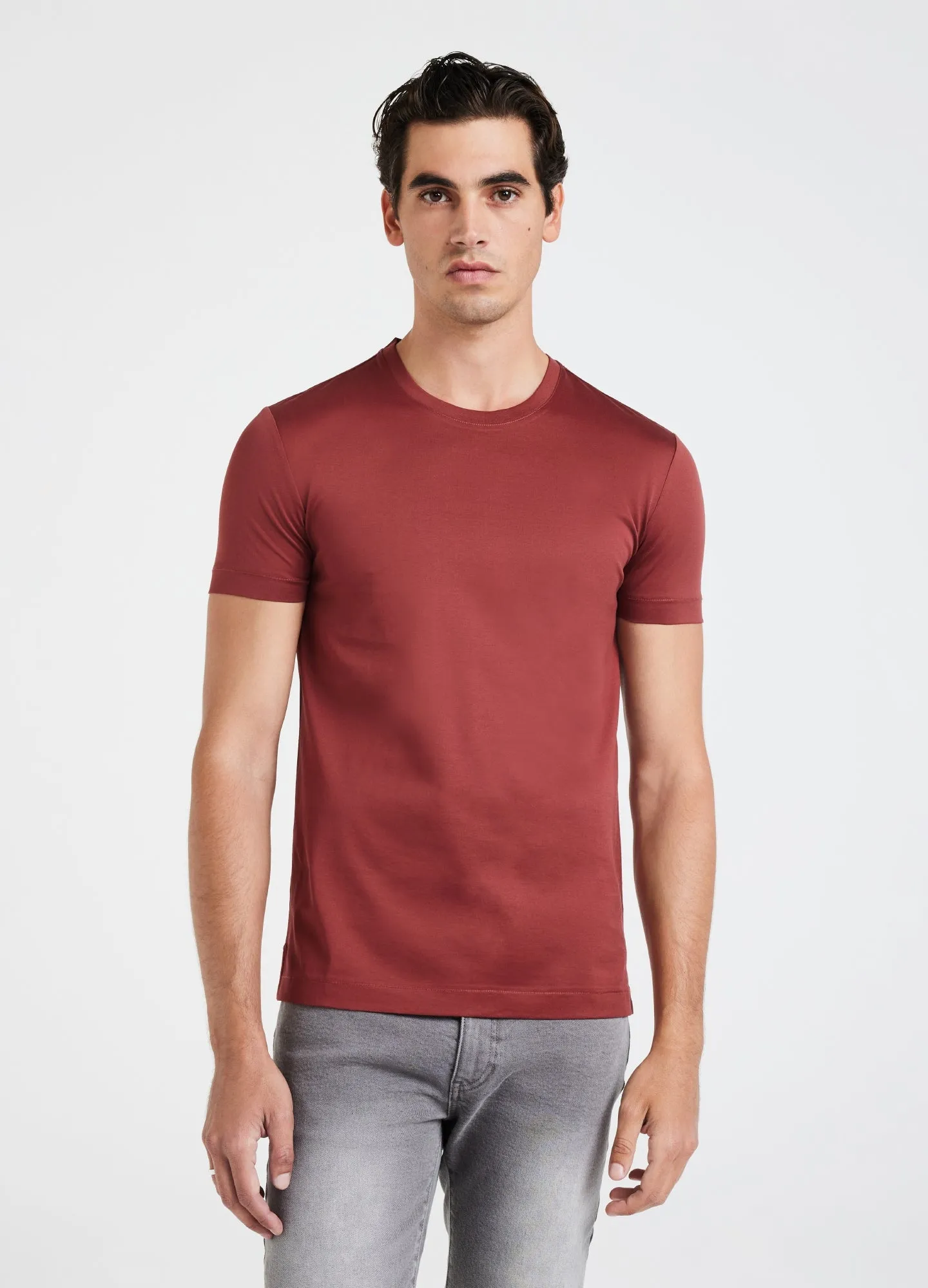 Mercerised Crew Neck T-Shirt Saffron