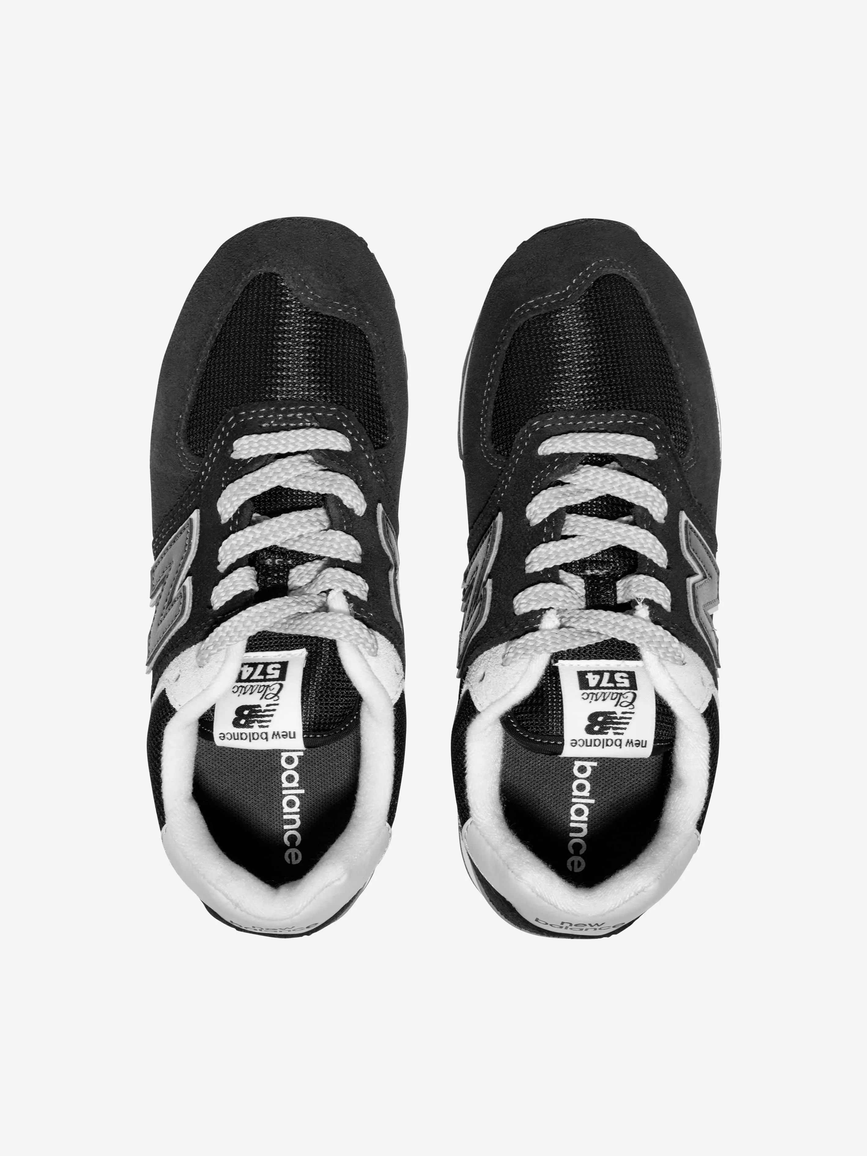 New Balance Kids 574 Lace Up Logo Trainers in Black