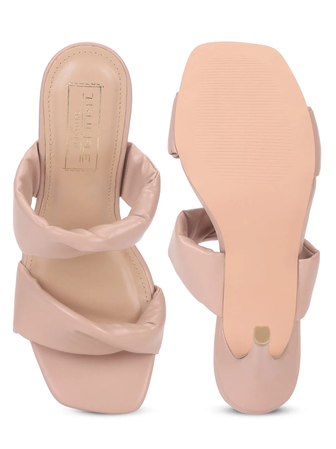 Nude PU Quilted Strap Stiletto Mules (TP10180-NUD)