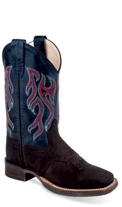 OLD WEST KIDS' CHOCOLATE/NAVY BOOT