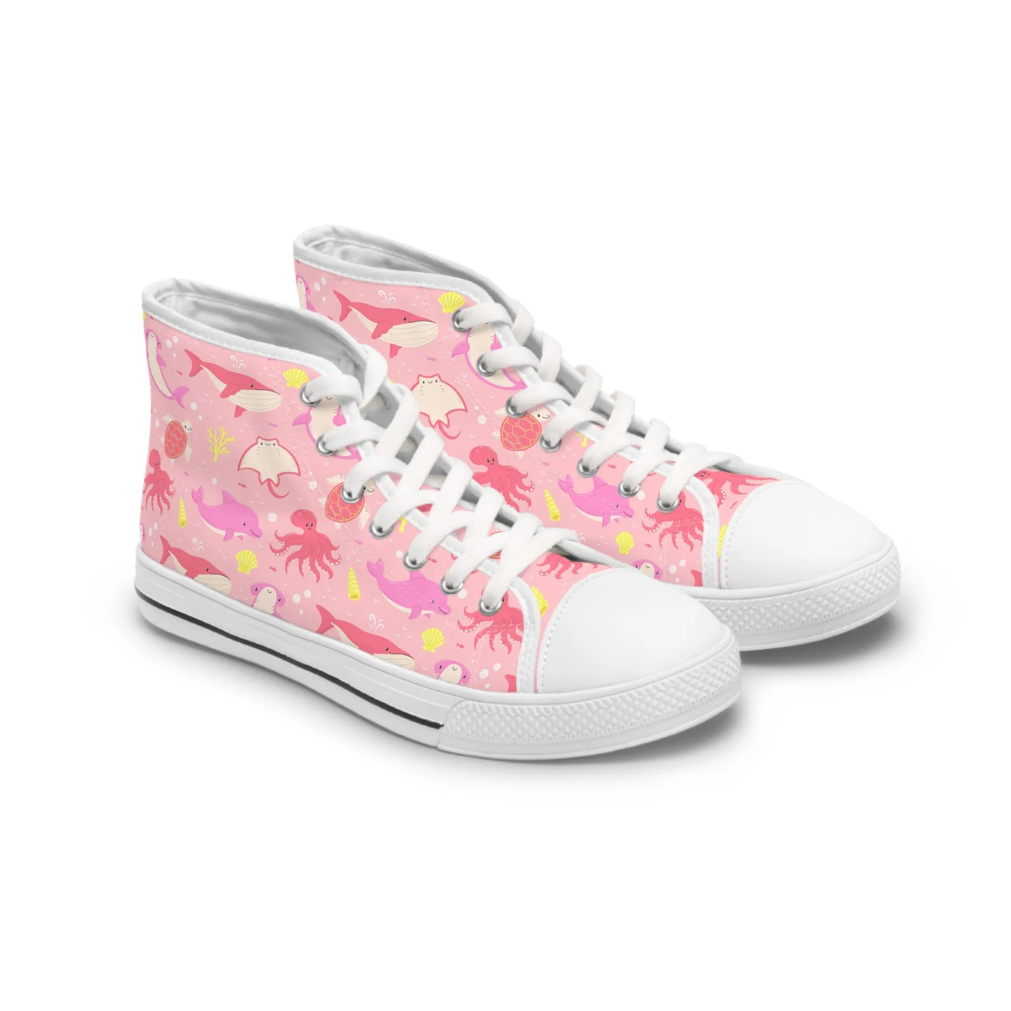 Pink Ocean Sea Life Women's High Top Sneakers