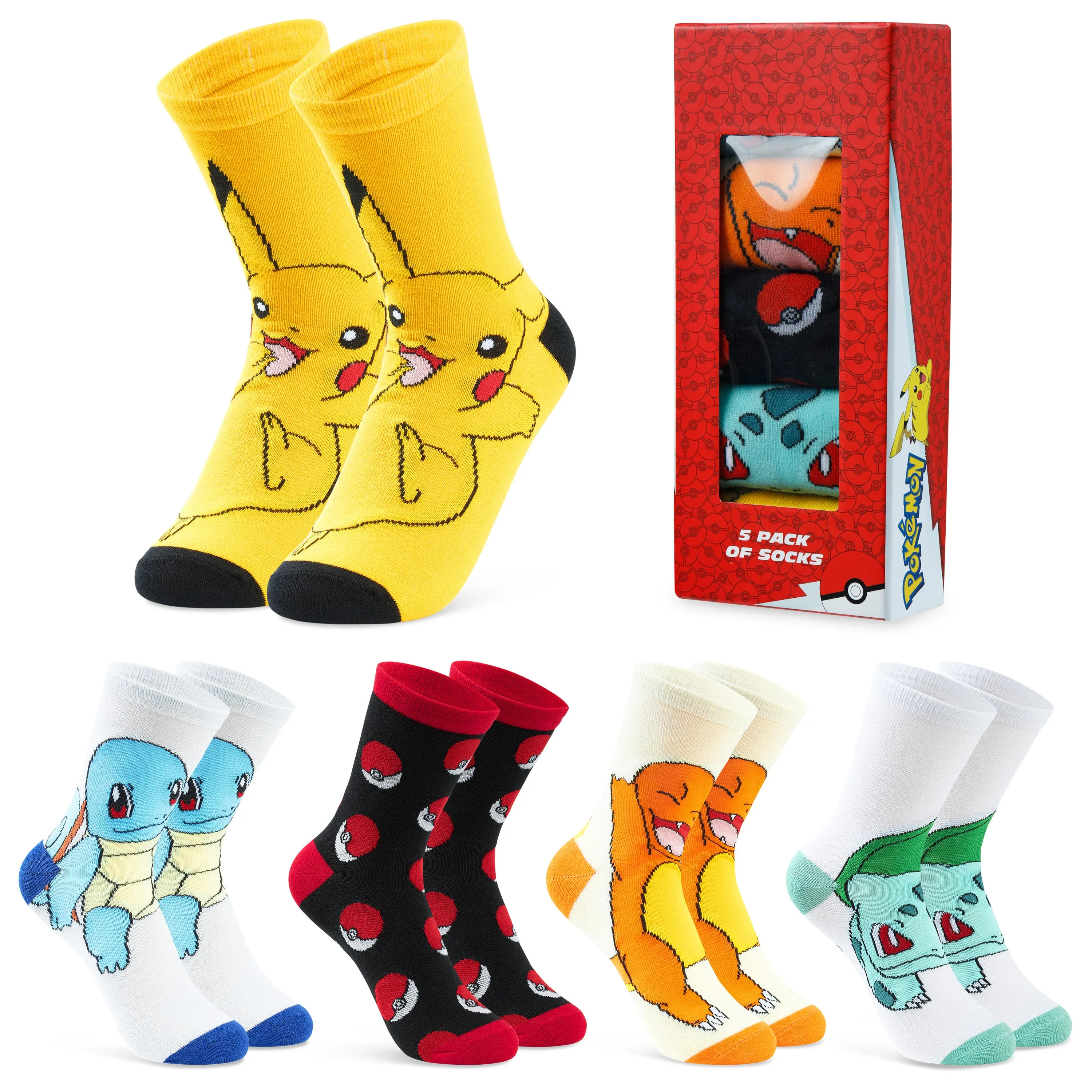 Pokemon Boys Socks 5 Pack Pikachu Ankle Socks, Kids Socks 5 Pack