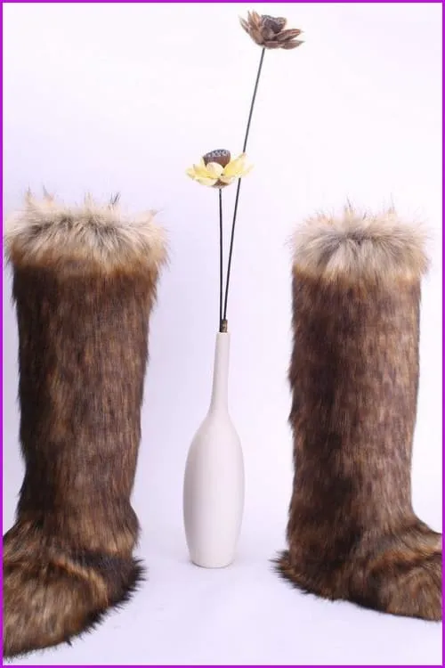 [Pre-sale] 12 Colors Faux Fur Over Knee Boots F373