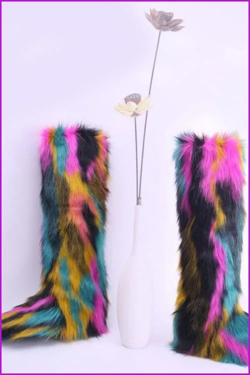 [Pre-sale] 12 Colors Faux Fur Over Knee Boots F373