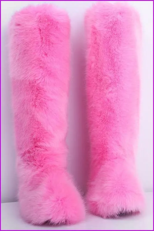 [Pre-sale] 12 Colors Faux Fur Over Knee Boots F373