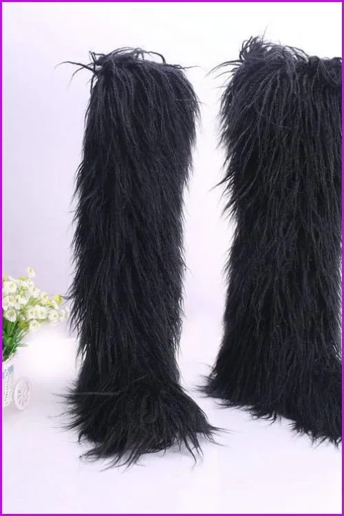 [Pre-sale] 12 Colors Faux Fur Over Knee Boots F373