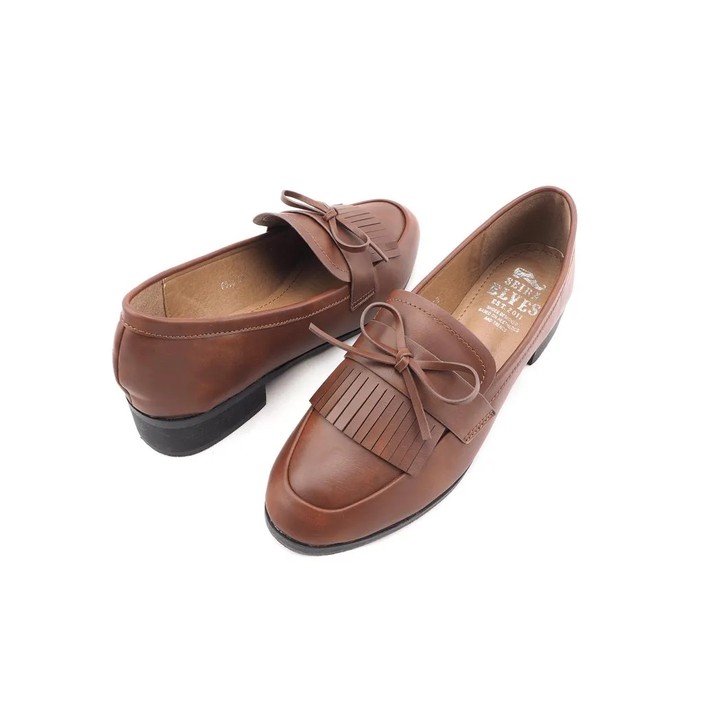 Quincy brown top tassels feminine bow loafers