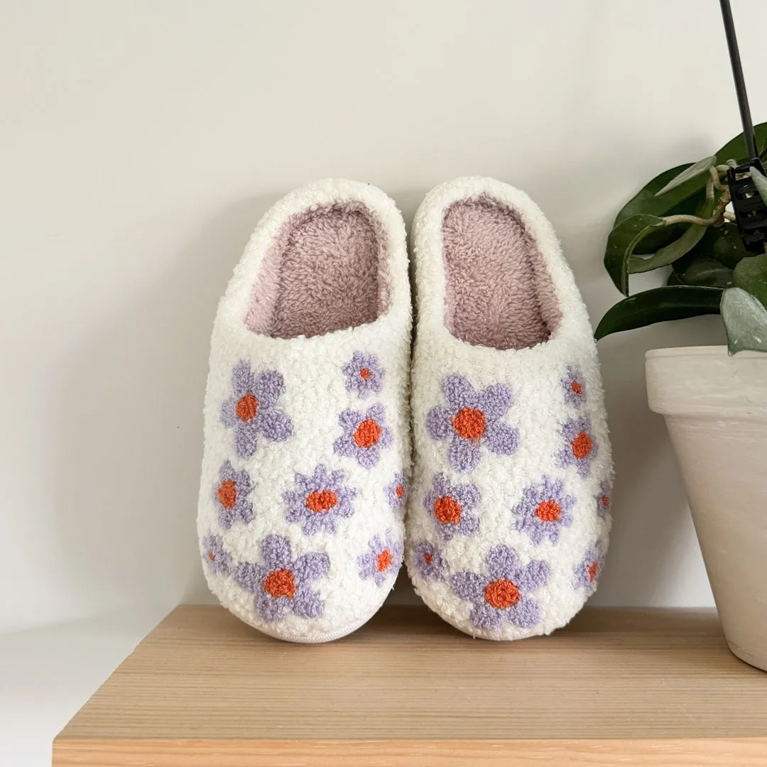 Rainbow and Flowers Plush Slippers - Buy 1 Get 1 Free