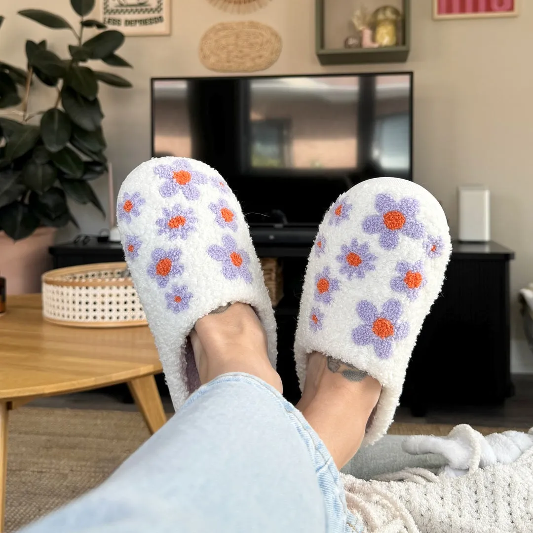 Rainbow and Flowers Plush Slippers - Buy 1 Get 1 Free