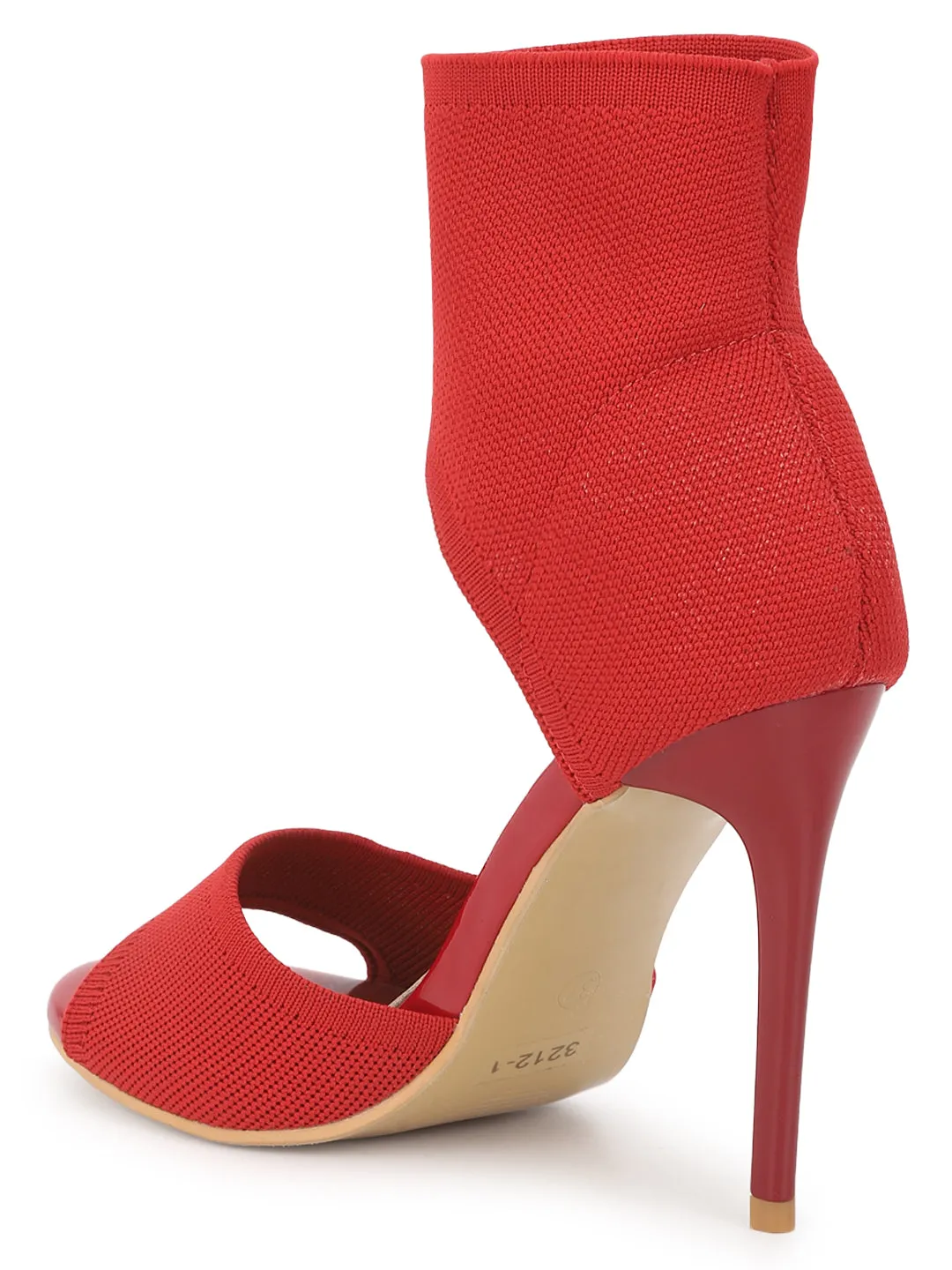 Red Knitted Stiletto Sandals (TC-CN-3212-1-RED)