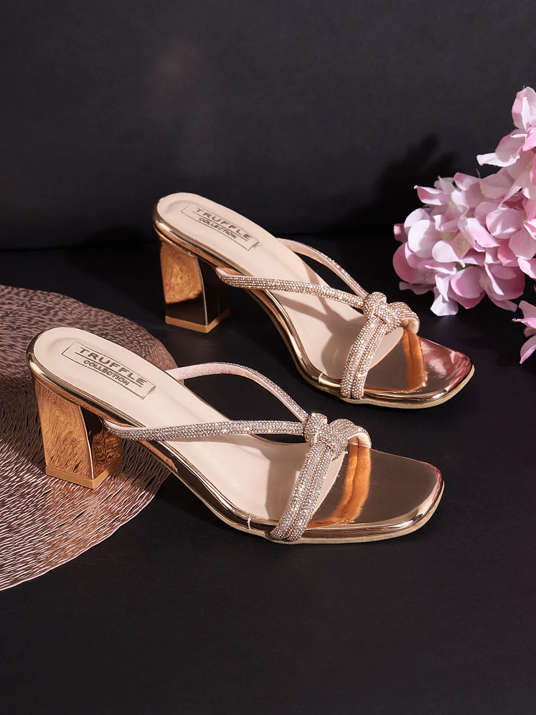 Rose Gold Patent Block Sandals (TC-REN-N-1142-RGLD)