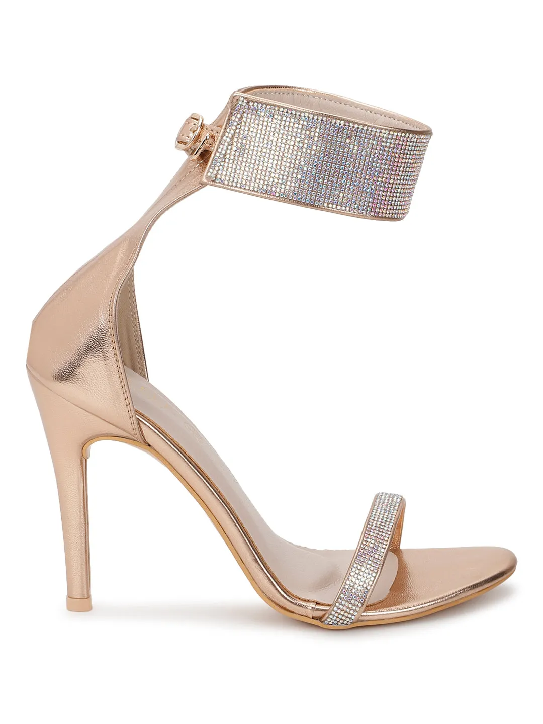 Rose Gold PU Strappy Stiletto Sandals (TC-SLC-1457-RGLD)