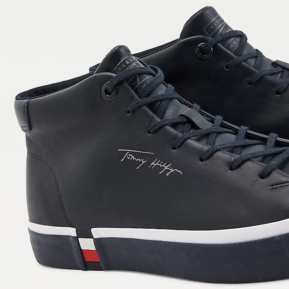 Scarpe Uomo TOMMY HILFIGER Sneakers Alte linea Modern in Pelle Blu