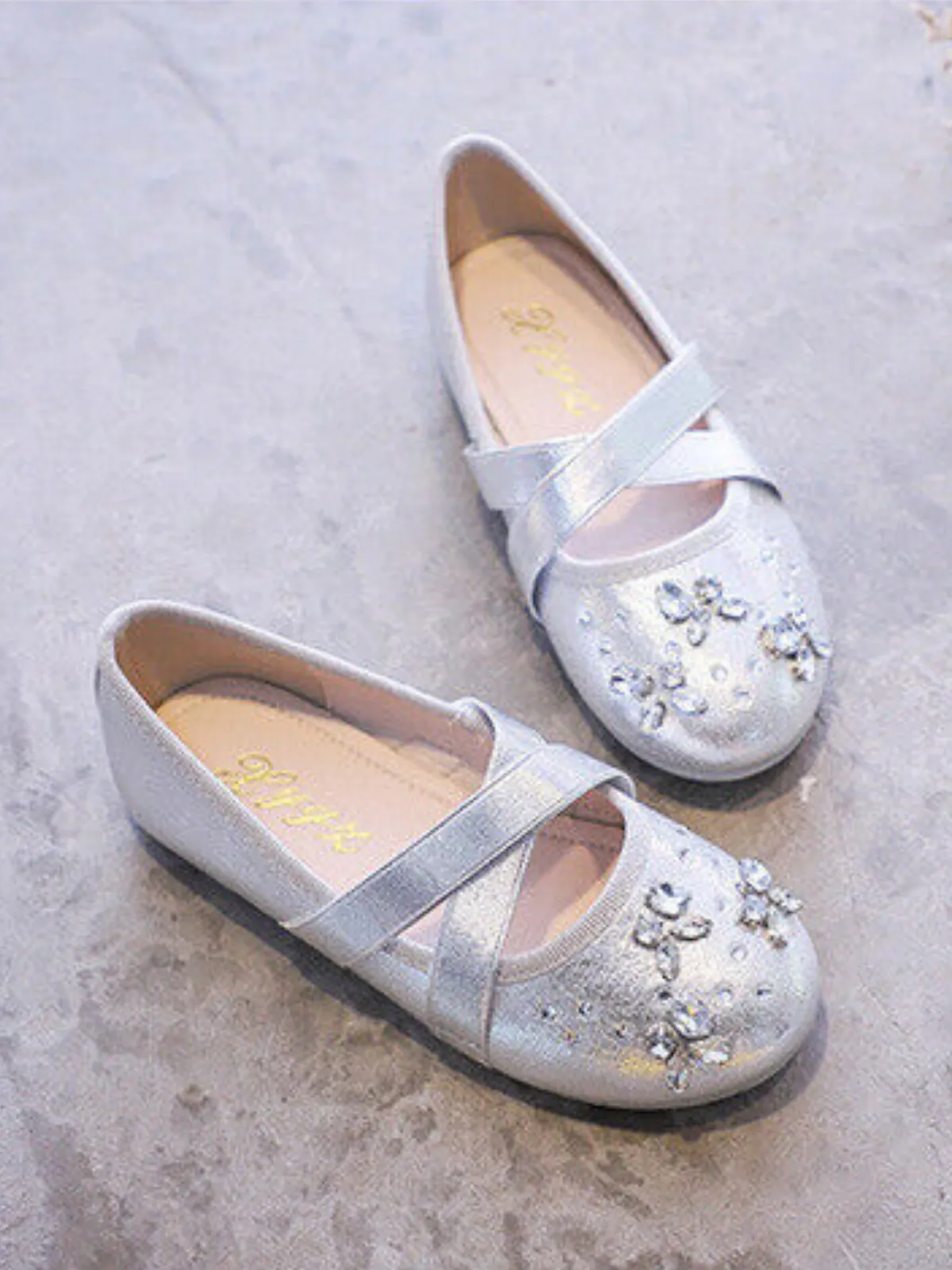 Stepping In Sparkles Rhinestone Metallic Flats By Liv and Mia