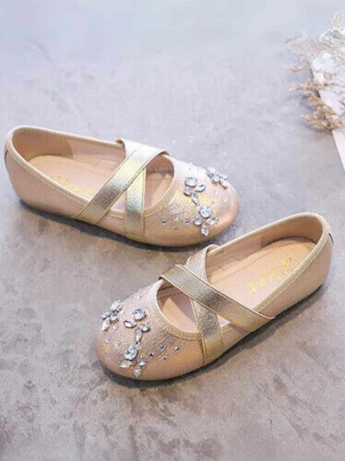 Stepping In Sparkles Rhinestone Metallic Flats By Liv and Mia