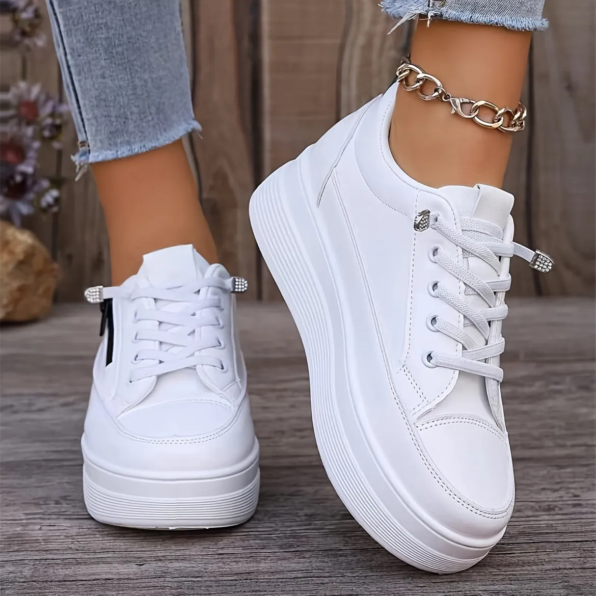 Stylish Solid Color Casual Sneakers for Women | Perfect for Everyday Wear