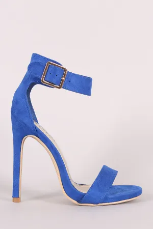 Suede Open Toe Ankle Strap Stiletto Heel