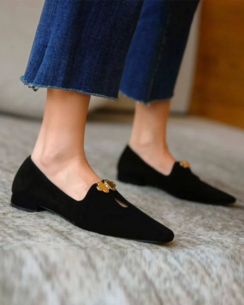 Suede Square Toes Loafers Slip-on