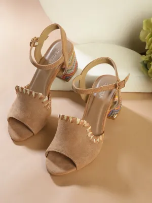 Tan Suede Block Sandals (TC-A3178-TAN)