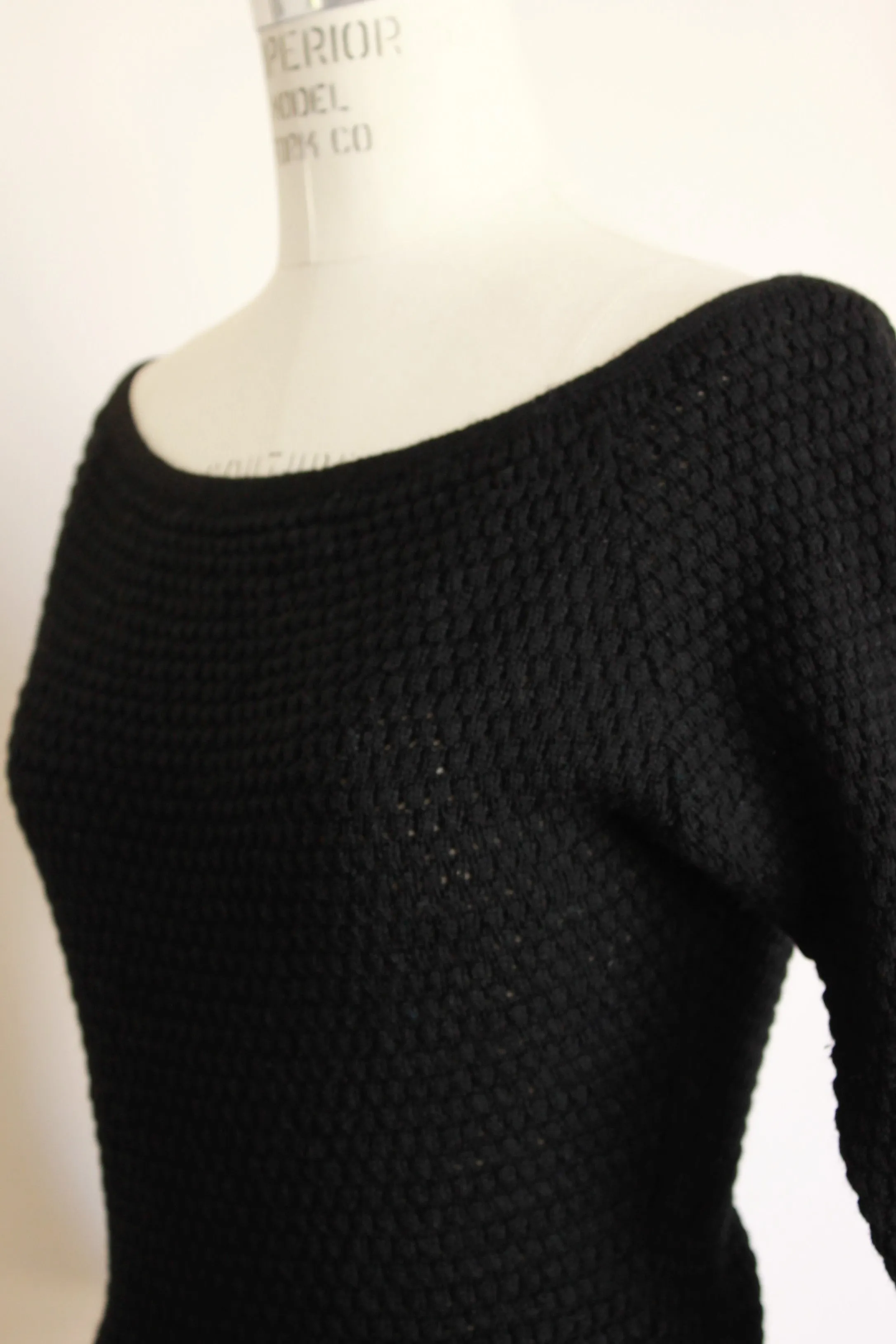 Vintage 1950s Black Wool Fitted Sweater, by Goldworm