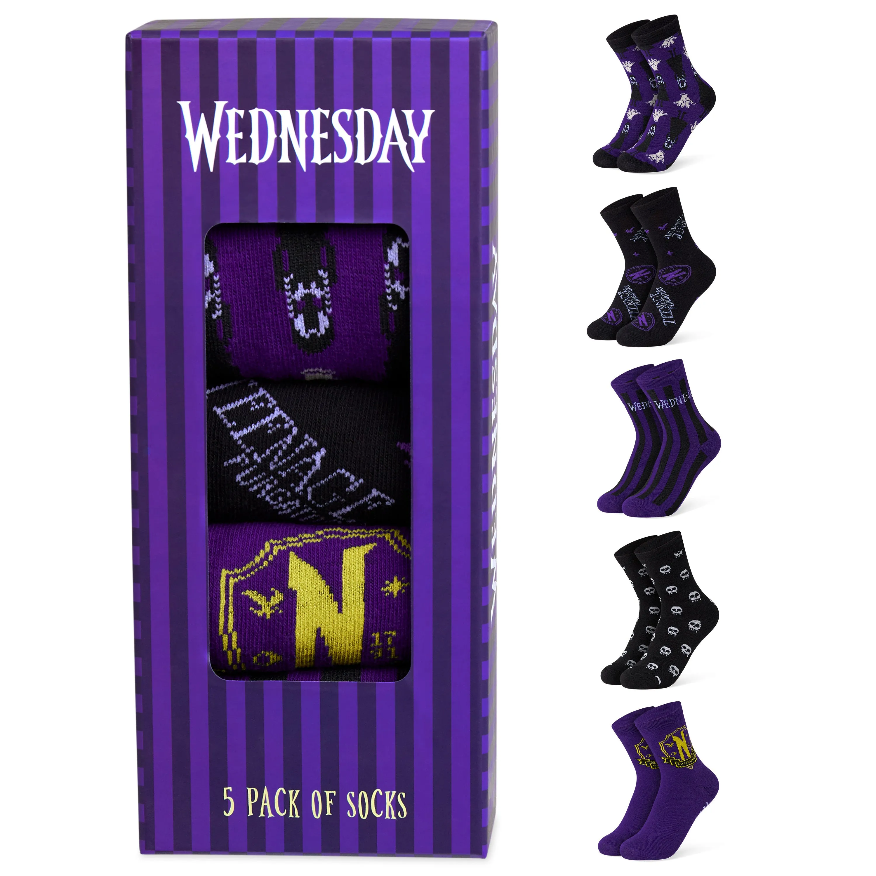 Wednesday Girls Socks - 5 Pack of Ankle Socks