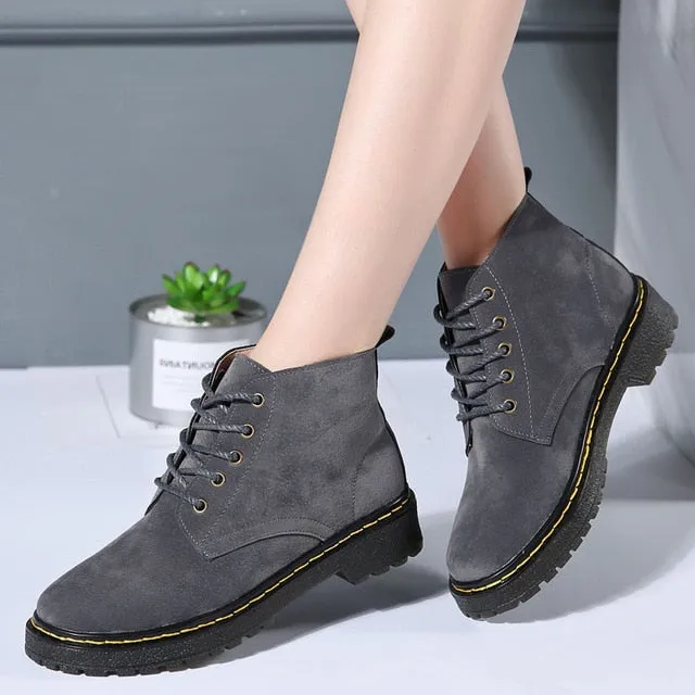 WeiDeng Genuine Leather Ankle Boots Women Classic Matin Fashion Flats Winter Lace Up High Top Casual Waterproof Shoes Female