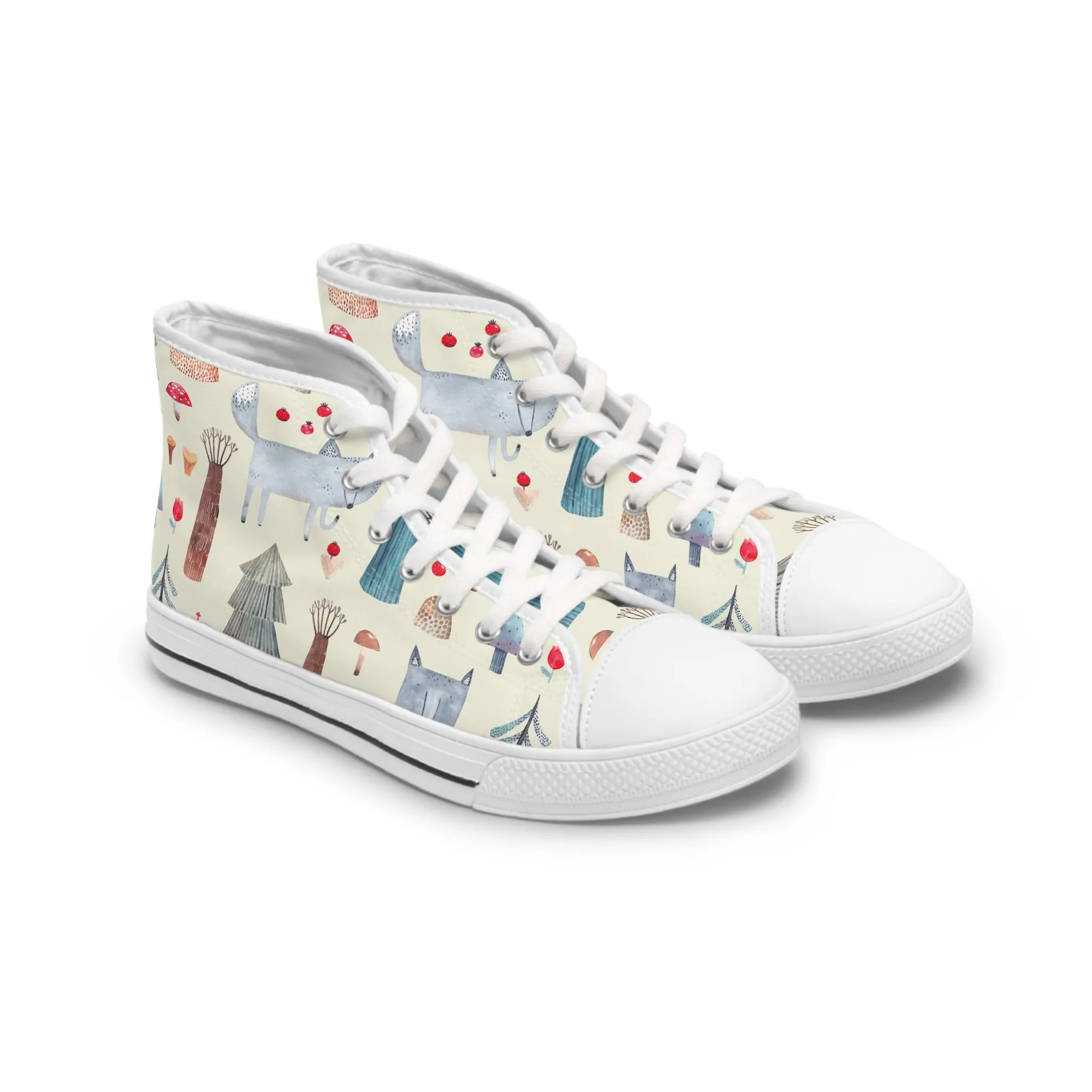 Wolf and Trees Women's High Top Sneakers