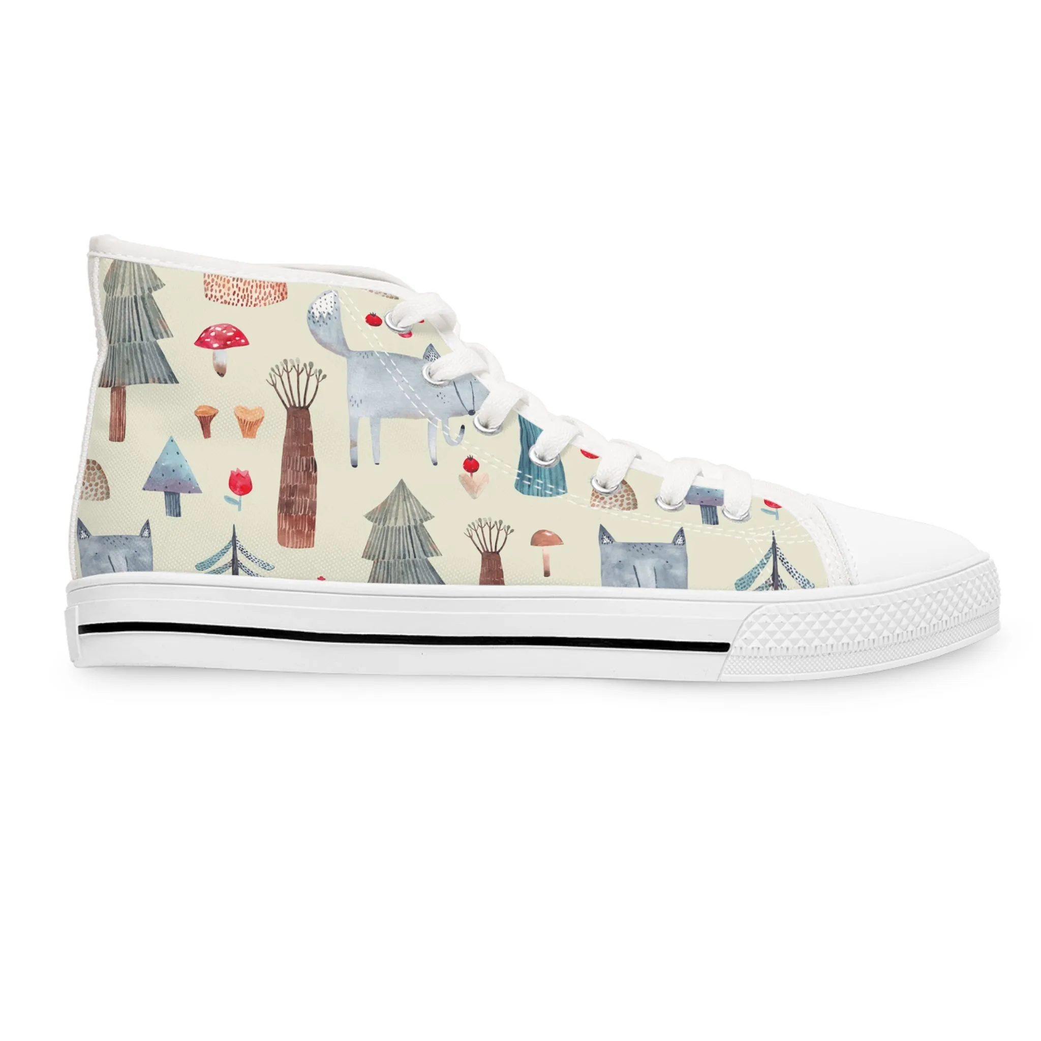 Wolf and Trees Women's High Top Sneakers