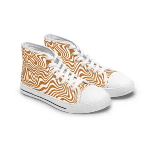 Yellow Stripe Pattern Women's High Top Sneakers